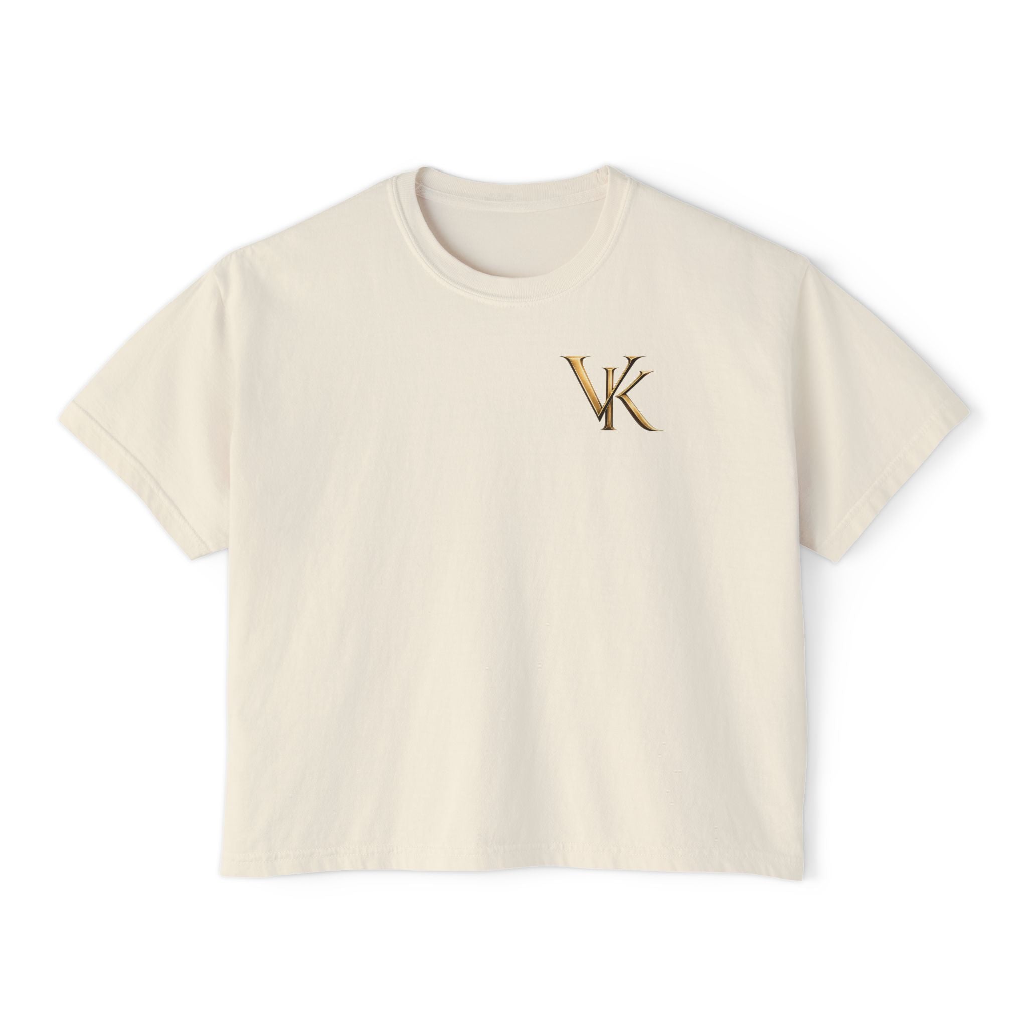 Women's Boxy Tee — Angel Holding Heart Graphic Crop T‑Shirt